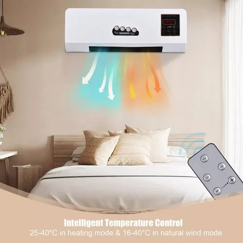 Calefactor y Ventilador de Pared 2-en-1 (1800W) - ¡Confort de Minisplit Sin Instalación!