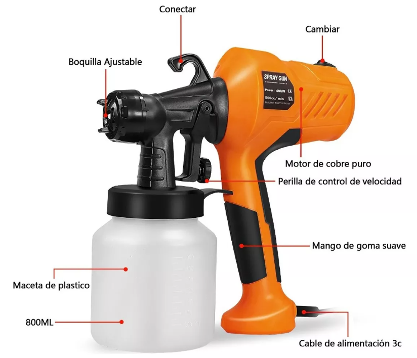 🧰 Pulverizador Eléctrico 400W – Pinta Fácil, Rápido y Sin Esfuerzo
