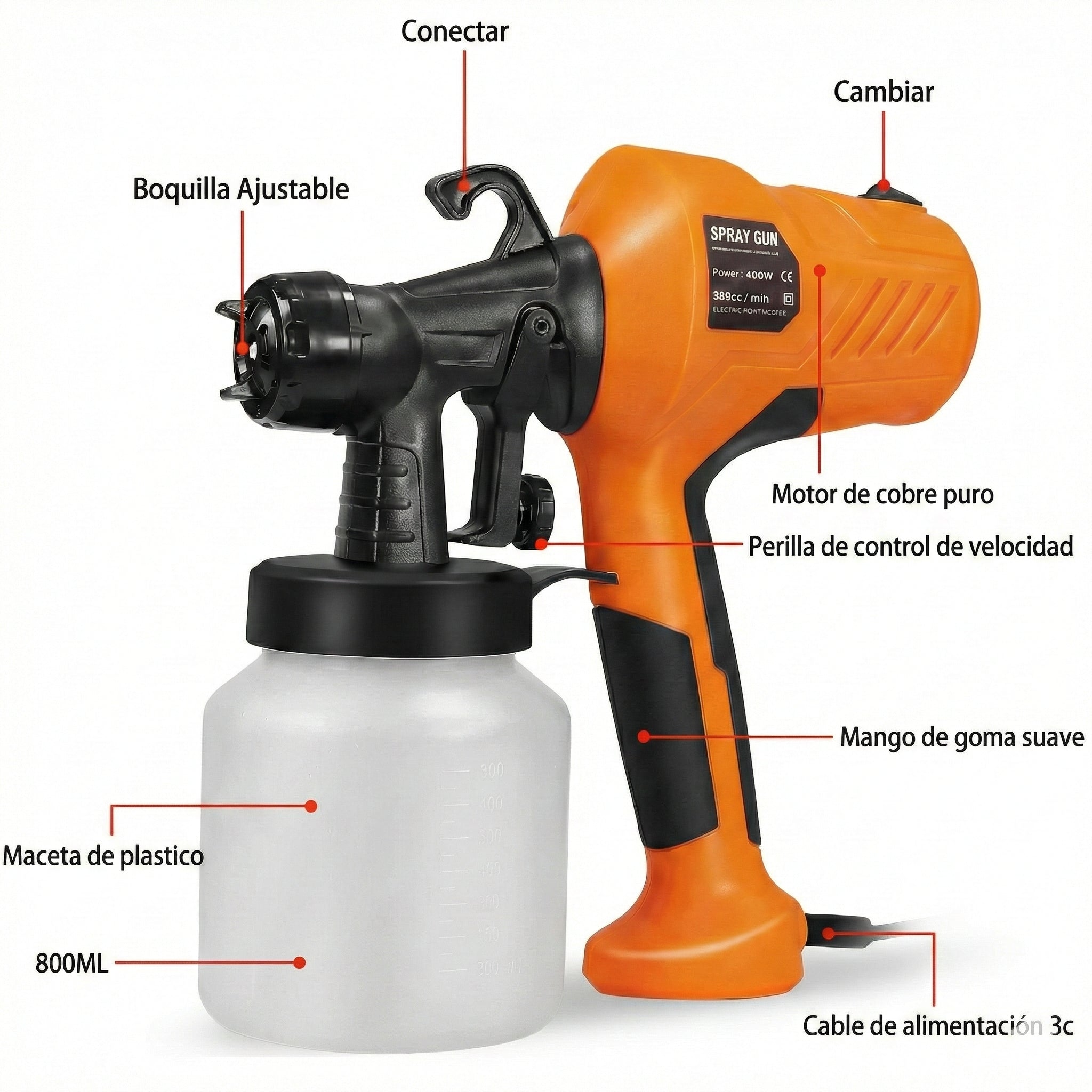🧰 Pulverizador Eléctrico 400W – Pinta Fácil, Rápido y Sin Esfuerzo